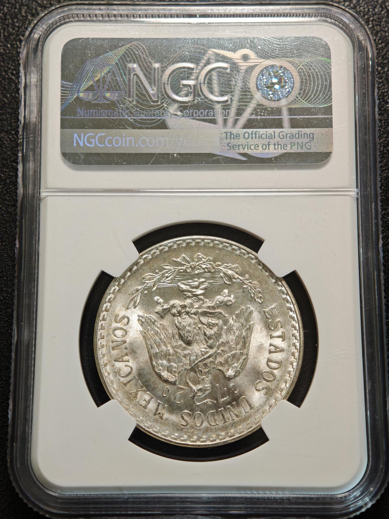 【德藏】世界币章拍卖第156期（拍品征集中~欢迎藏友联系） 1944年 墨西哥1比索银币 NGC MS66 原光犀利