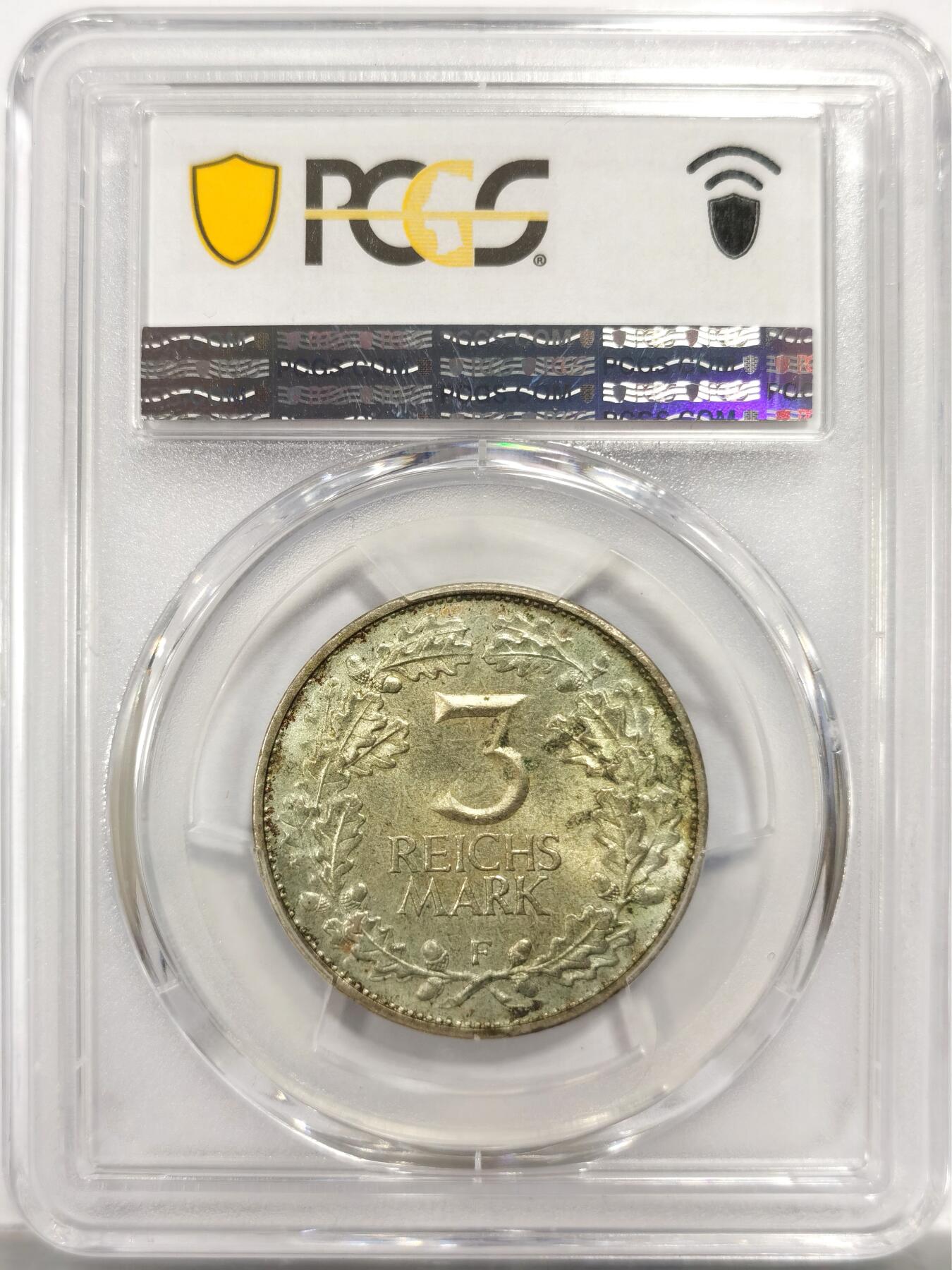 博洋堂世界钱币拍卖第150期（全场包邮） PCGS MS64 德国魏玛共和国1925年F版莱茵千年3马克银币