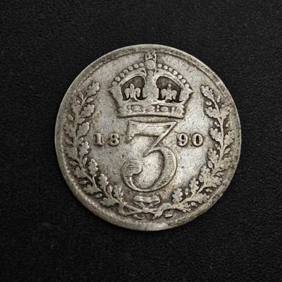 【淘币小摊】实时拍第八百一十八拍   散币小银币场   满百包邮可预留二周 每周一统一发货   - 英国1890年维多利亚3便士银币