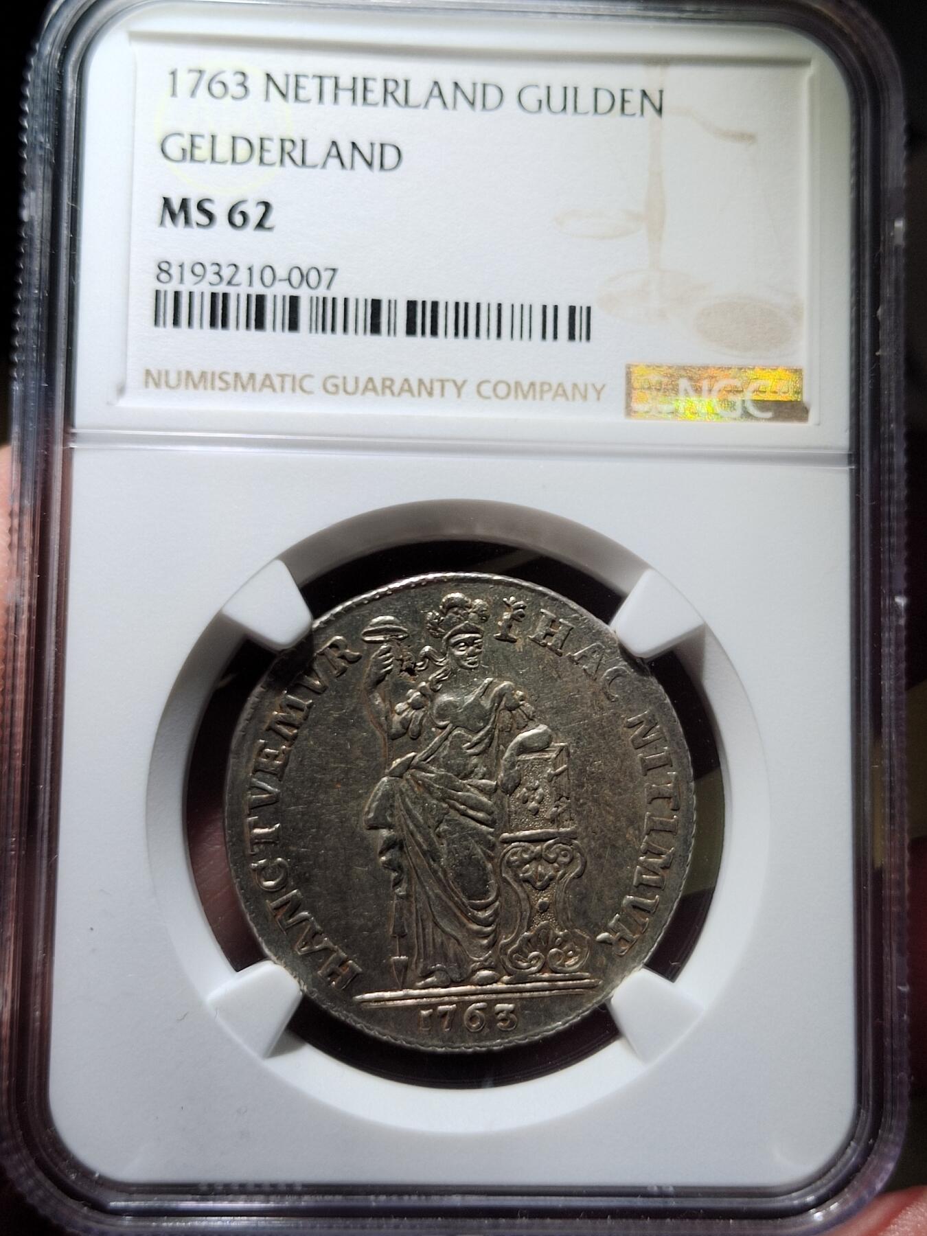 中外钱币第六场 NGC-MS62 荷兰1763年荷兰海尔德兰1盾