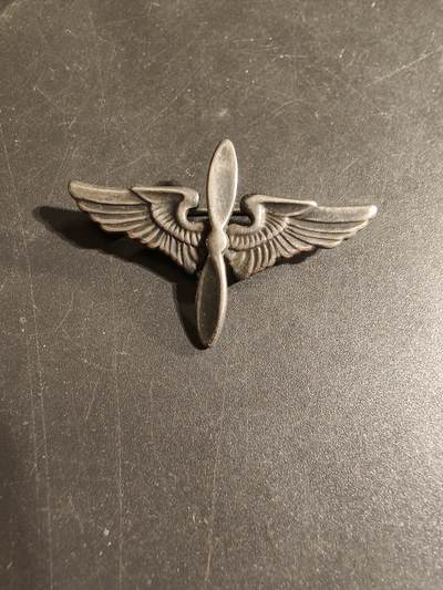 老王徽章第168期 - 美国二战陆军航空兵飞行员证章     925银     1.5英寸