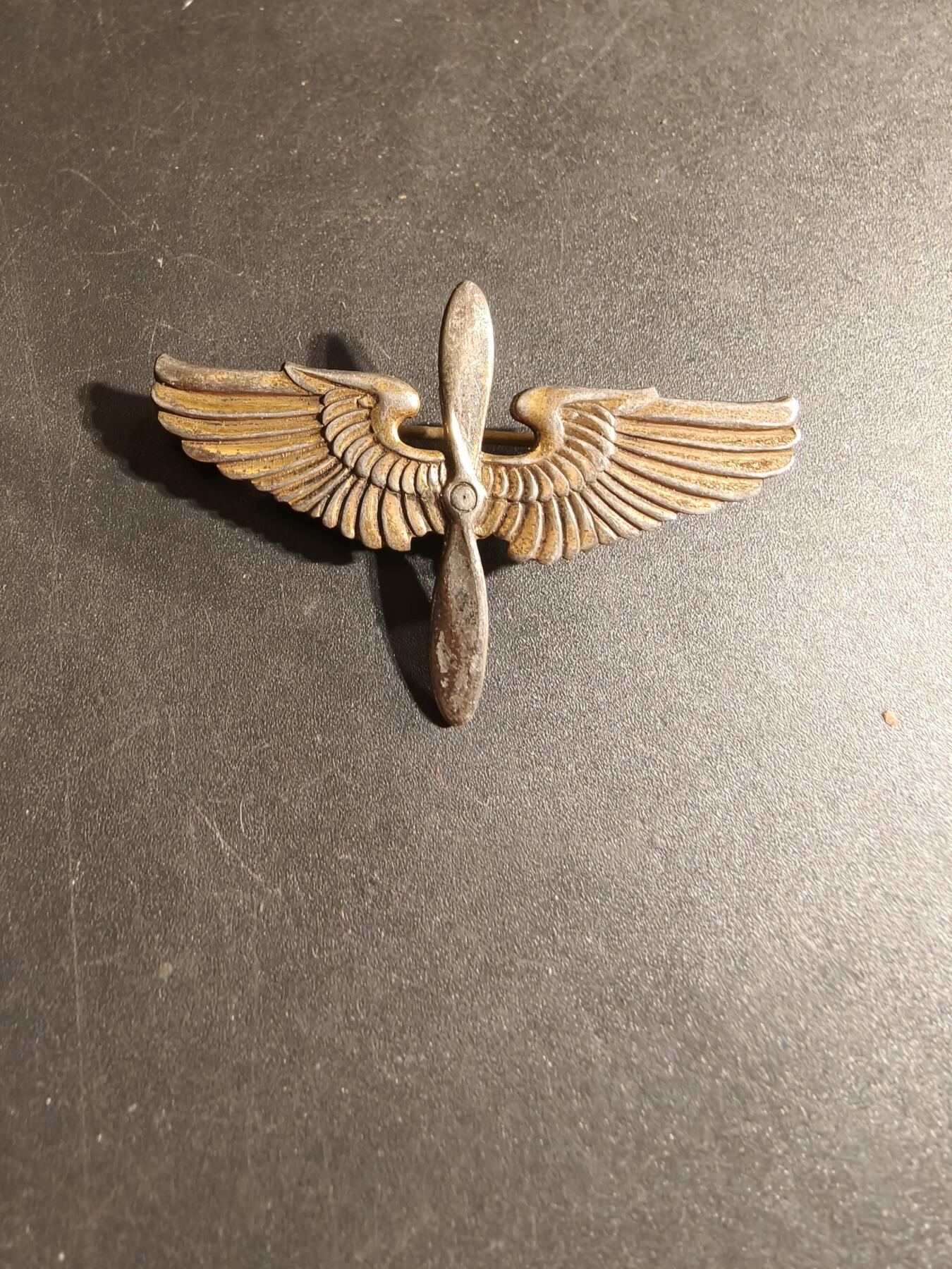 老王徽章第168期 美国二战陆军航空兵飞行员证章    925银镀金    1.75英寸