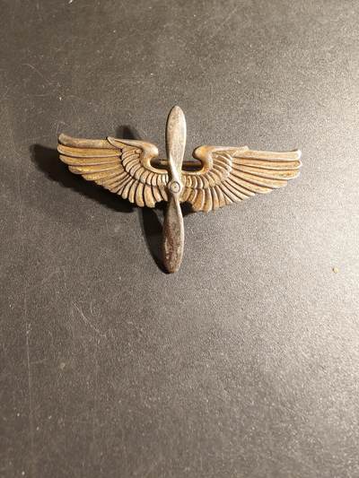 老王徽章第168期 - 美国二战陆军航空兵飞行员证章    925银镀金    1.75英寸