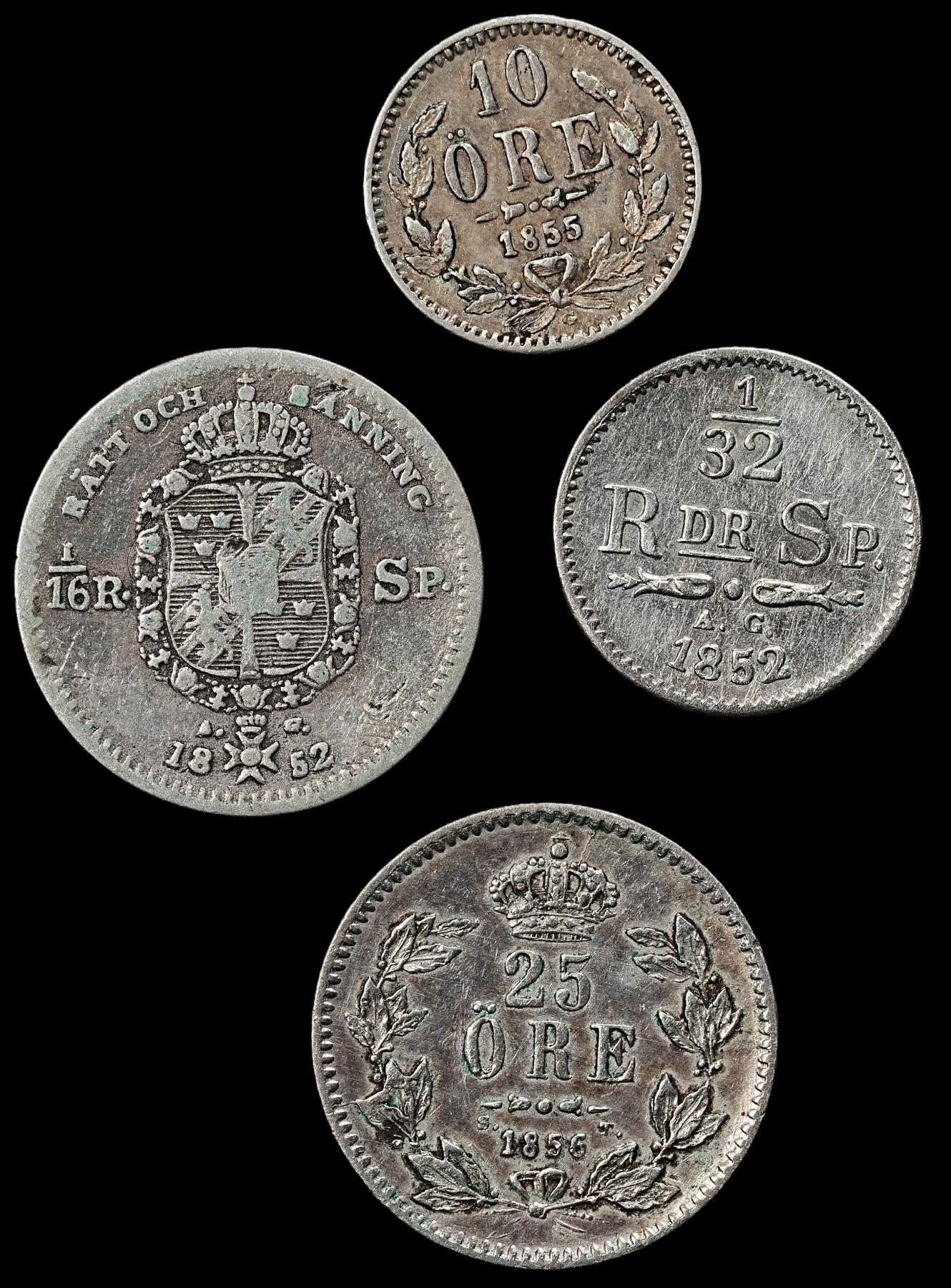 修遠堂世界钱币第九十六期 瑞典小银币一组 5.94g