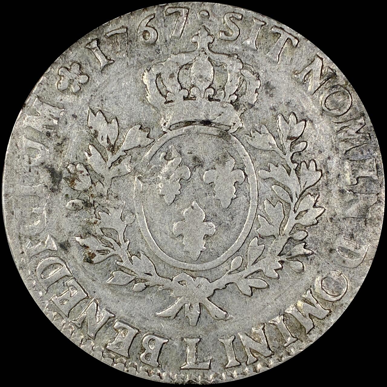 【雨安】【直播拍卖】【世界币章118期-裸币】2025-12-05 周五 19:30 保真 [裸币法国] France 法国 1埃居 KM#0512 DAV-1331 (1740-1772) 路易十五 中年版 1767年