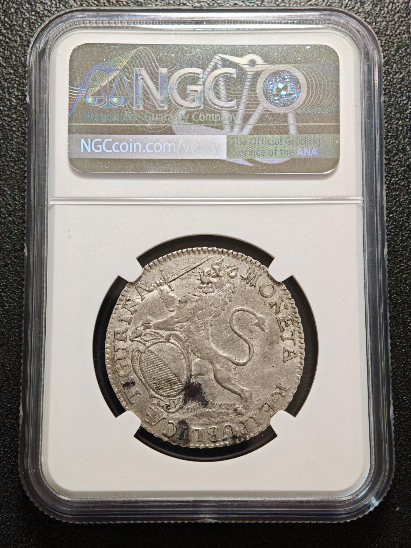 【德藏】世界币章拍卖第156期（拍品征集中~欢迎藏友联系） 1758年 瑞士苏黎世城市景观1/2老泰勒银币 NGC AU 原味包浆 好品相