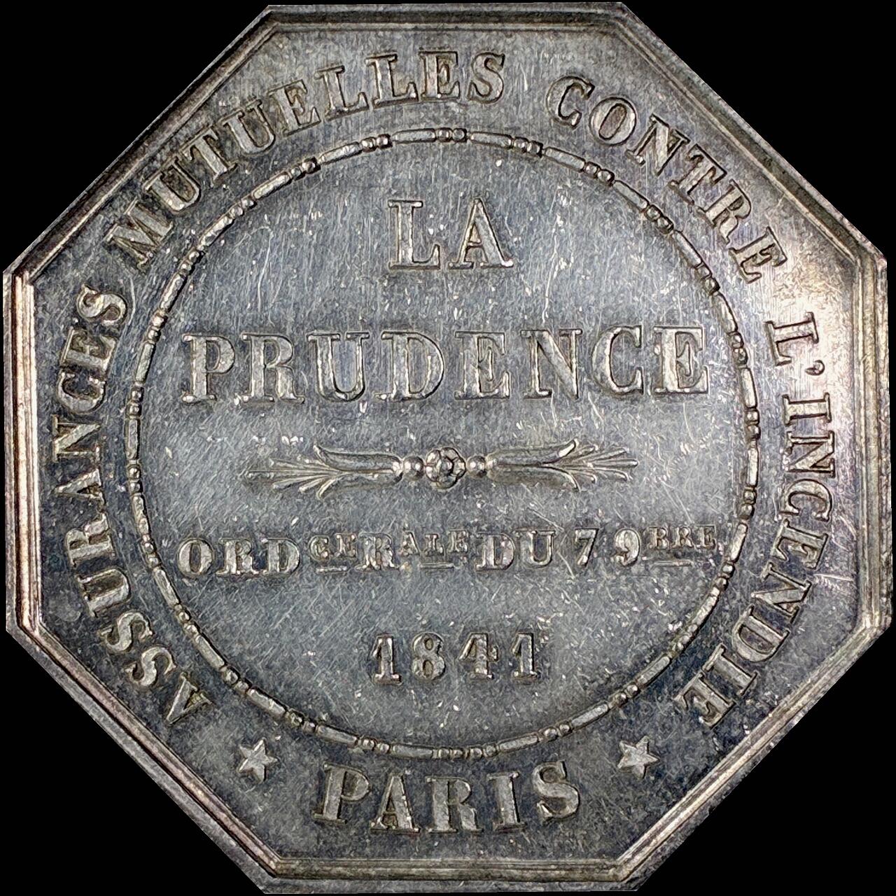 【雨安】【直播拍卖】【世界币章118期-裸币】2025-12-05 周五 19:30 保真 [章] France 章 法国 八角 1841年 巴黎 保险 八角银章 19.2克