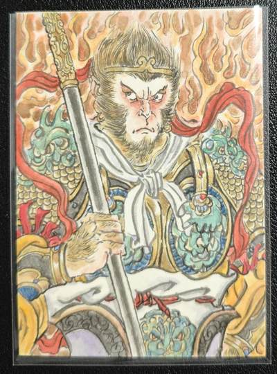 天玑星卡拍第147期《12.8周一截拍》持续收拍收评中 满赠卡需备注 - 【手绘卡】张先军 西游 孙悟空 手绘卡 卡背题字