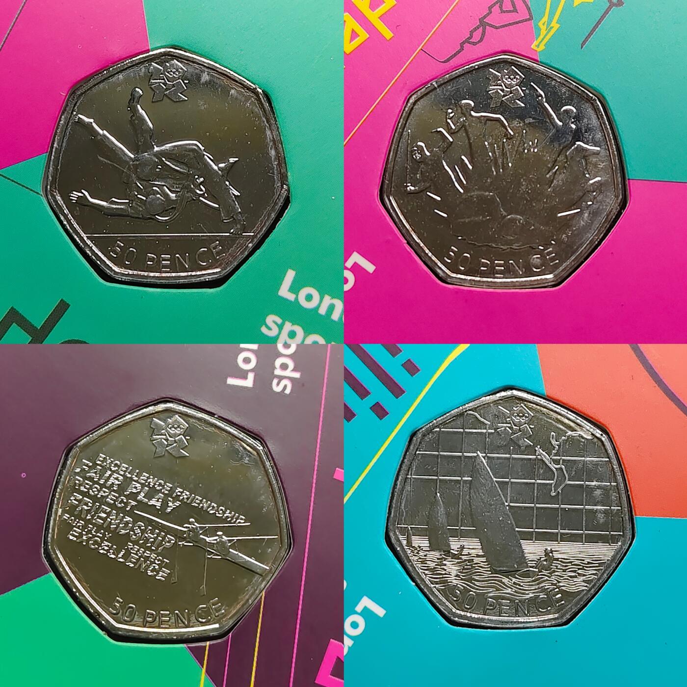 【全场包邮】纯粹捡漏拍483场（免费代拍第20场） 英国2012年50便士伦敦奥运会纪念币官方29枚卡装全套