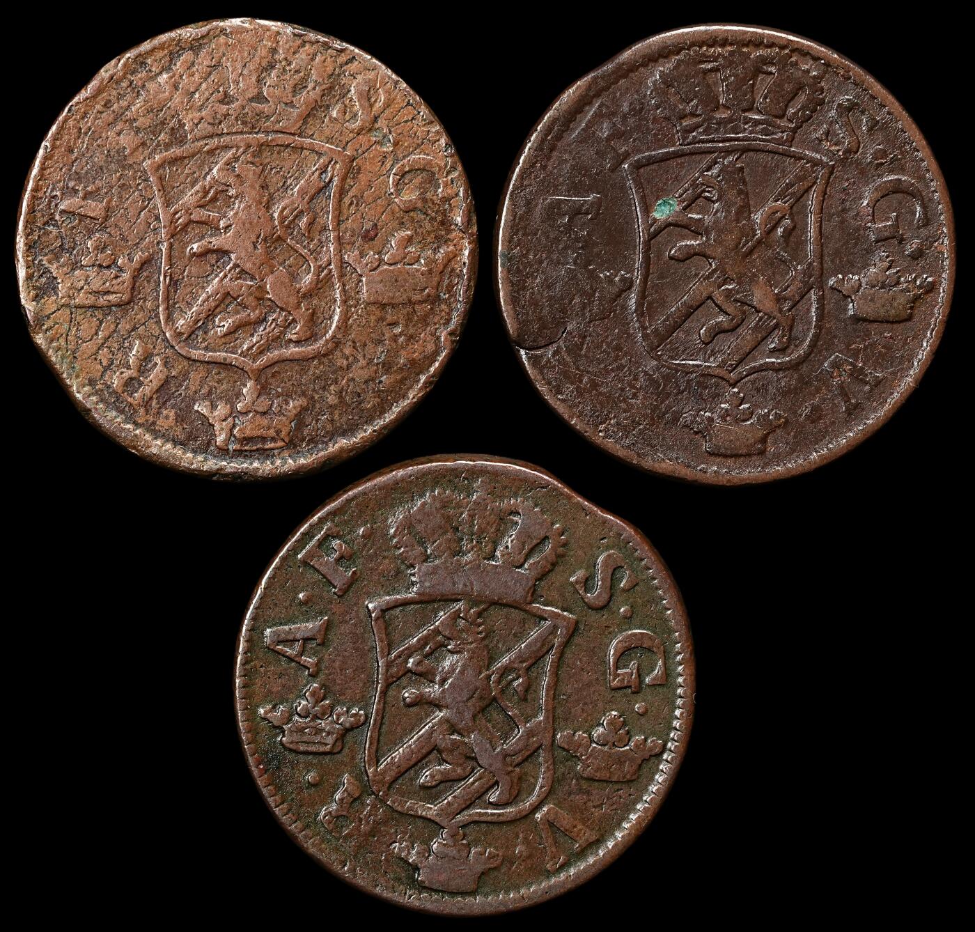 修遠堂世界钱币第九十六期 18世纪瑞典2欧尔铜币3枚 厚重