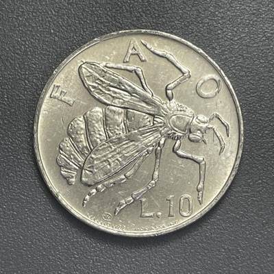 回流1208 - 圣马力诺1974年10里拉FAO纪念币 蜜蜂/三塔图