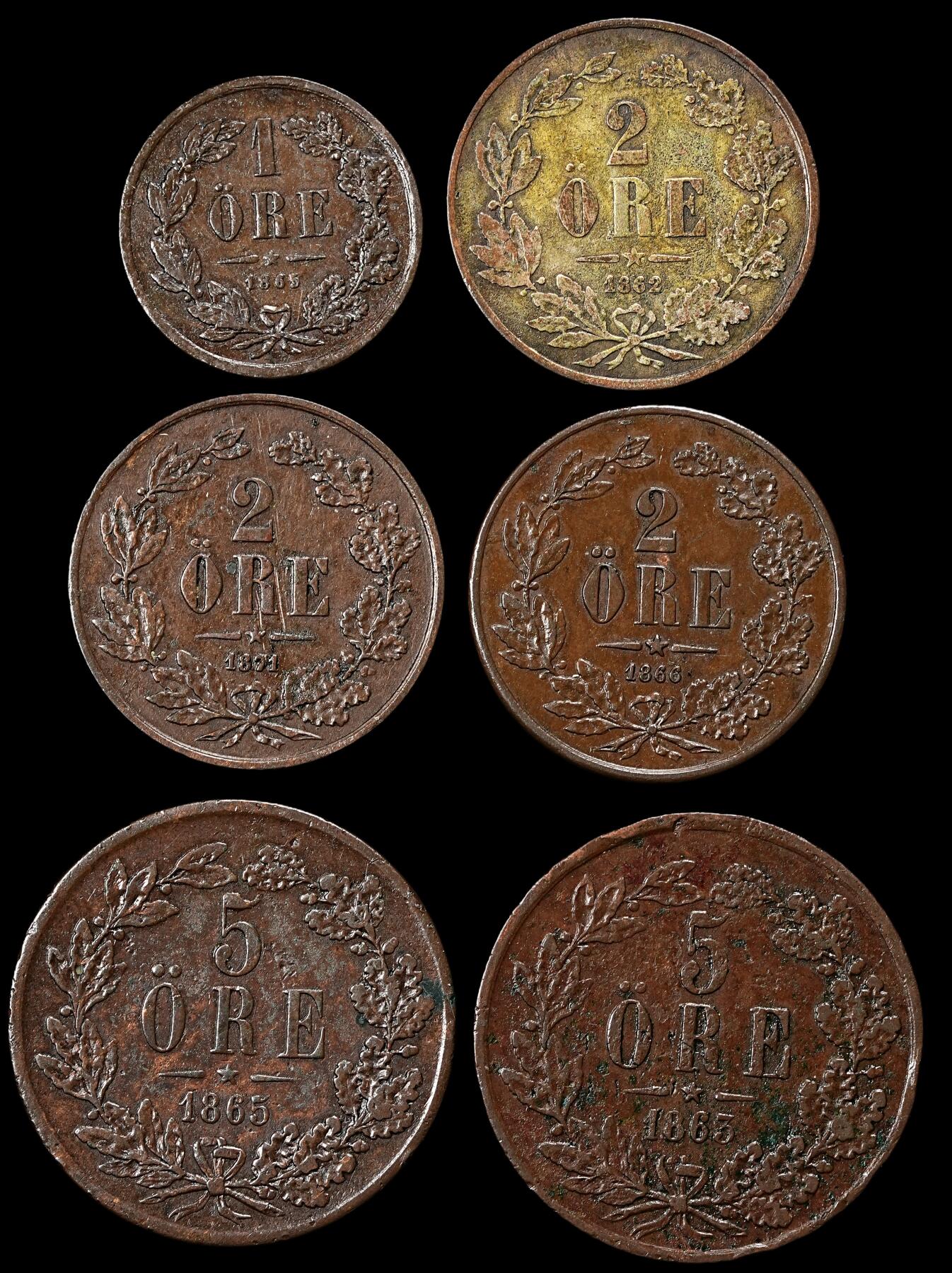 修遠堂世界钱币第九十六期 瑞典旧铜币一组