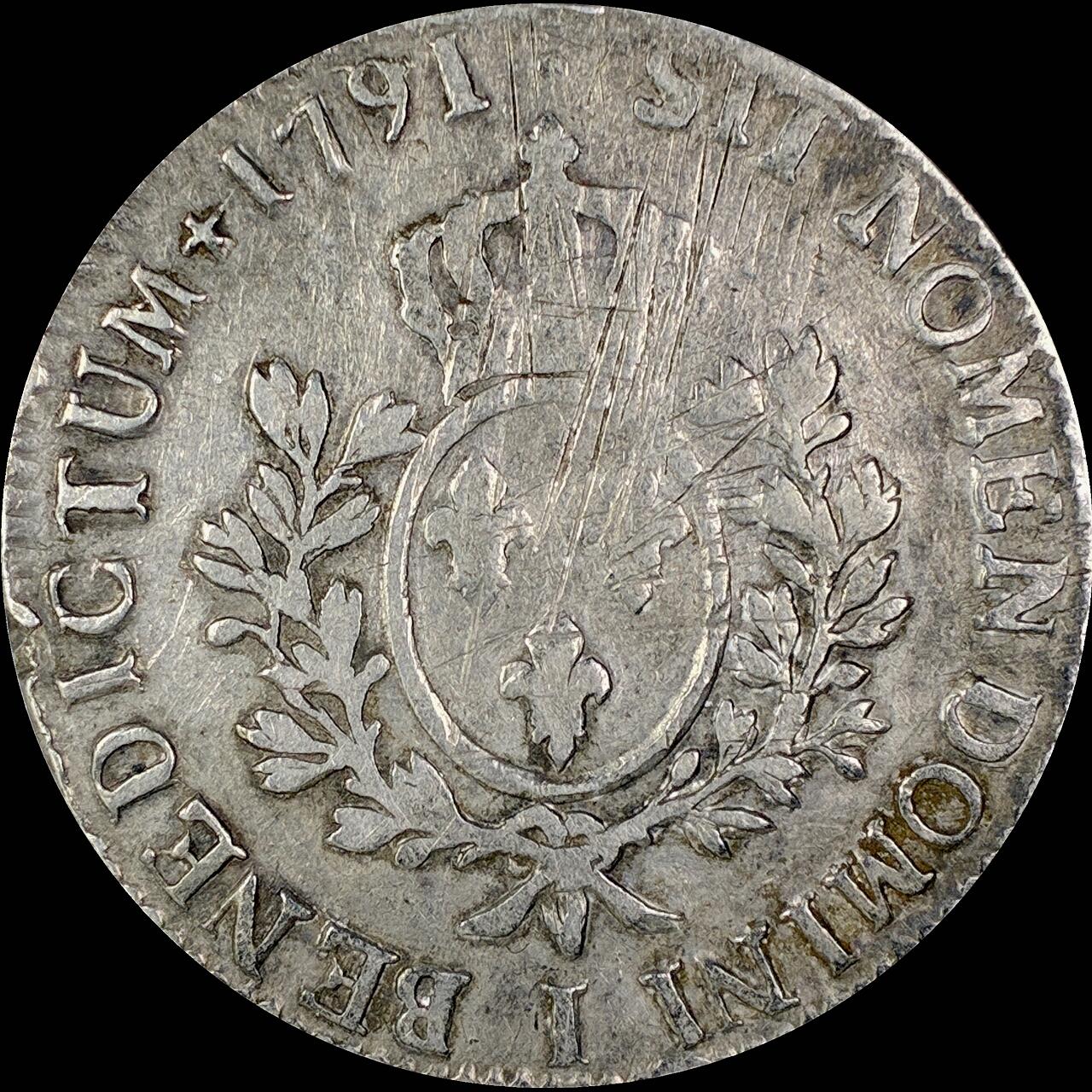 【雨安】【直播拍卖】【世界币章118期-裸币】2025-12-05 周五 19:30 保真 [裸币法国] France 法国 1埃居 KM#0564 DAV-1333 路易十六 1791年