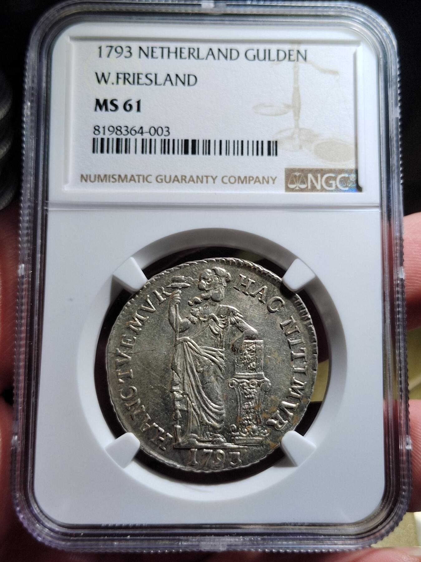 中外钱币第六场 NGC-MS61 荷兰1793年弗里斯兰1盾