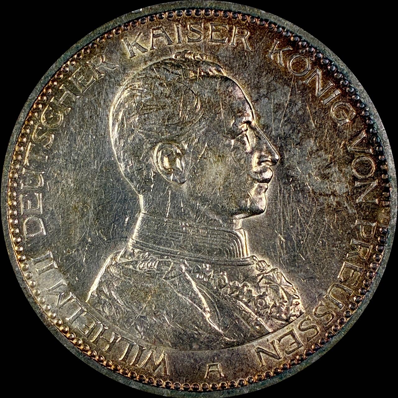 【雨安】【直播拍卖】【世界币章118期-裸币】2025-12-05 周五 19:30 保真 [裸币德国] Germany 德国 帝国 普鲁士 5马克 (1913-1914) 军装 1914年