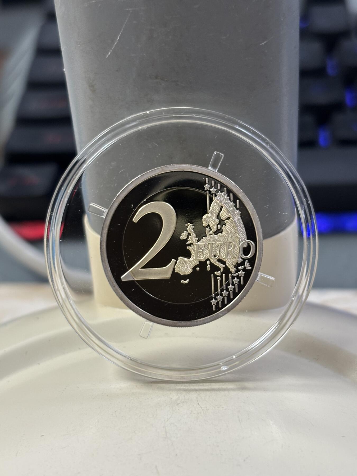 第184期拍卖 法国2015年欧盟旗帜30周年2欧精制双金属纪念币，发行10000枚