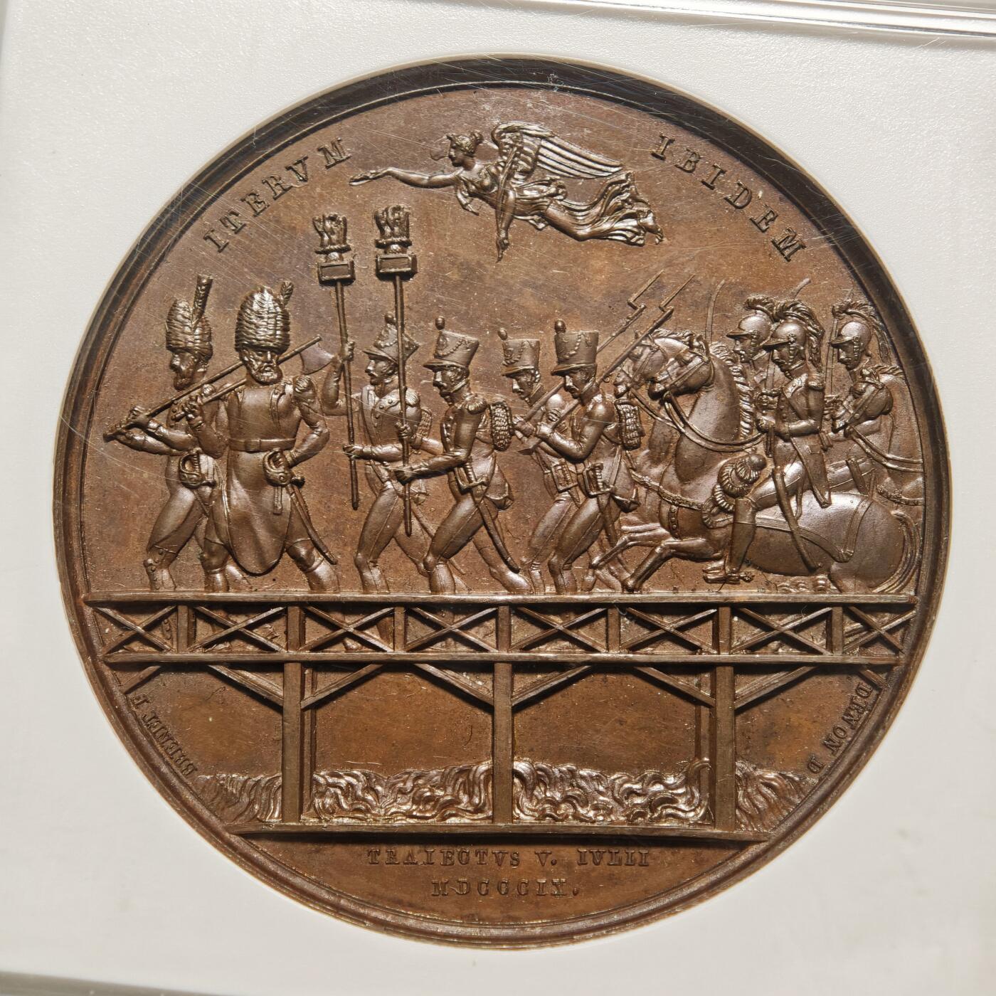 【德藏】世界币章拍卖第156期（拍品征集中~欢迎藏友联系） 1809年 法国阿斯佩恩-艾斯林战役高浮雕纪念铜章 NGC MS64BN 亚军分 仅1枚更高 细节丰富 图案立体感极强 包浆温润