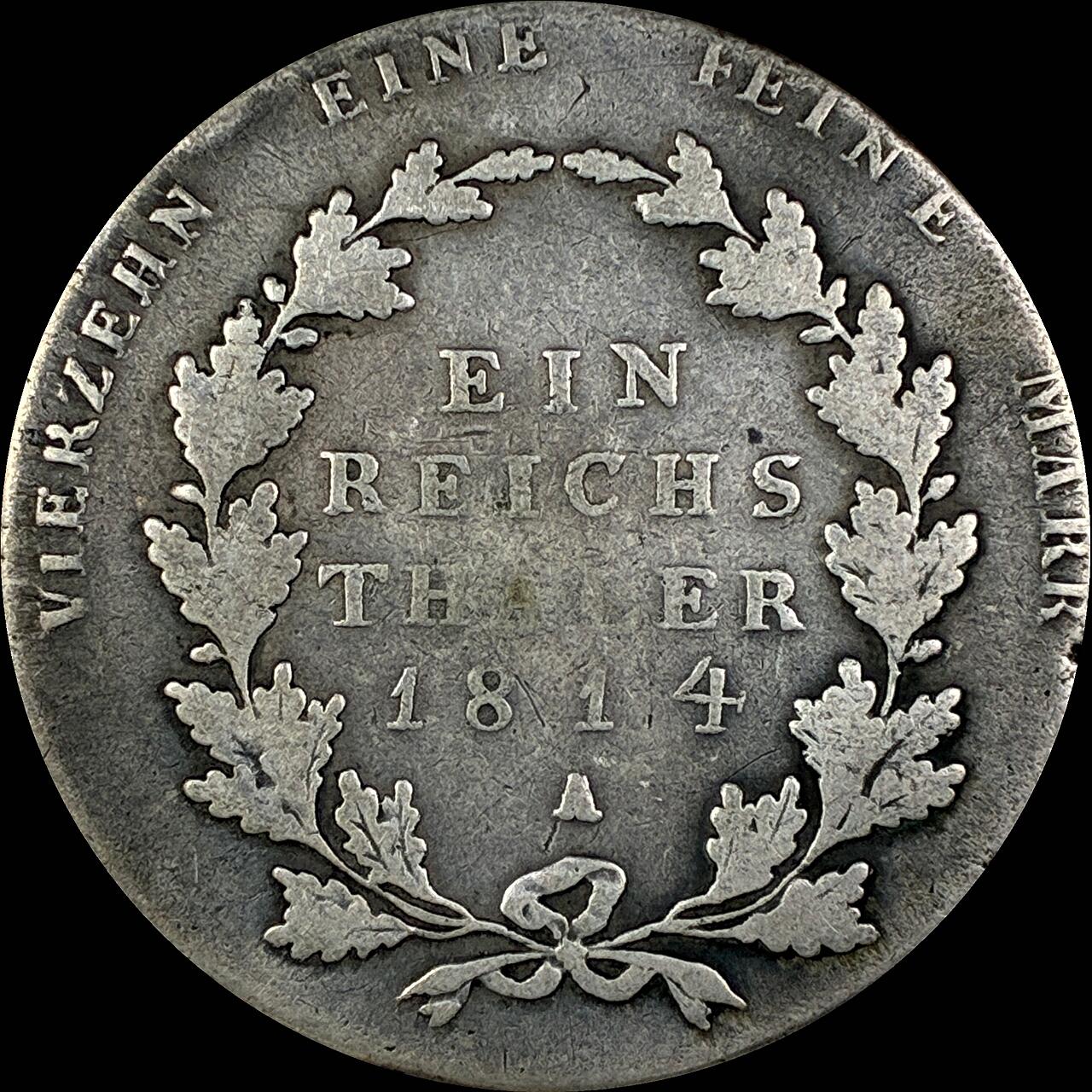 【雨安】【直播拍卖】【世界币章118期-裸币】2025-12-05 周五 19:30 保真 [裸币德国] Germany 德国 德意志 1泰勒 普鲁士 1814年