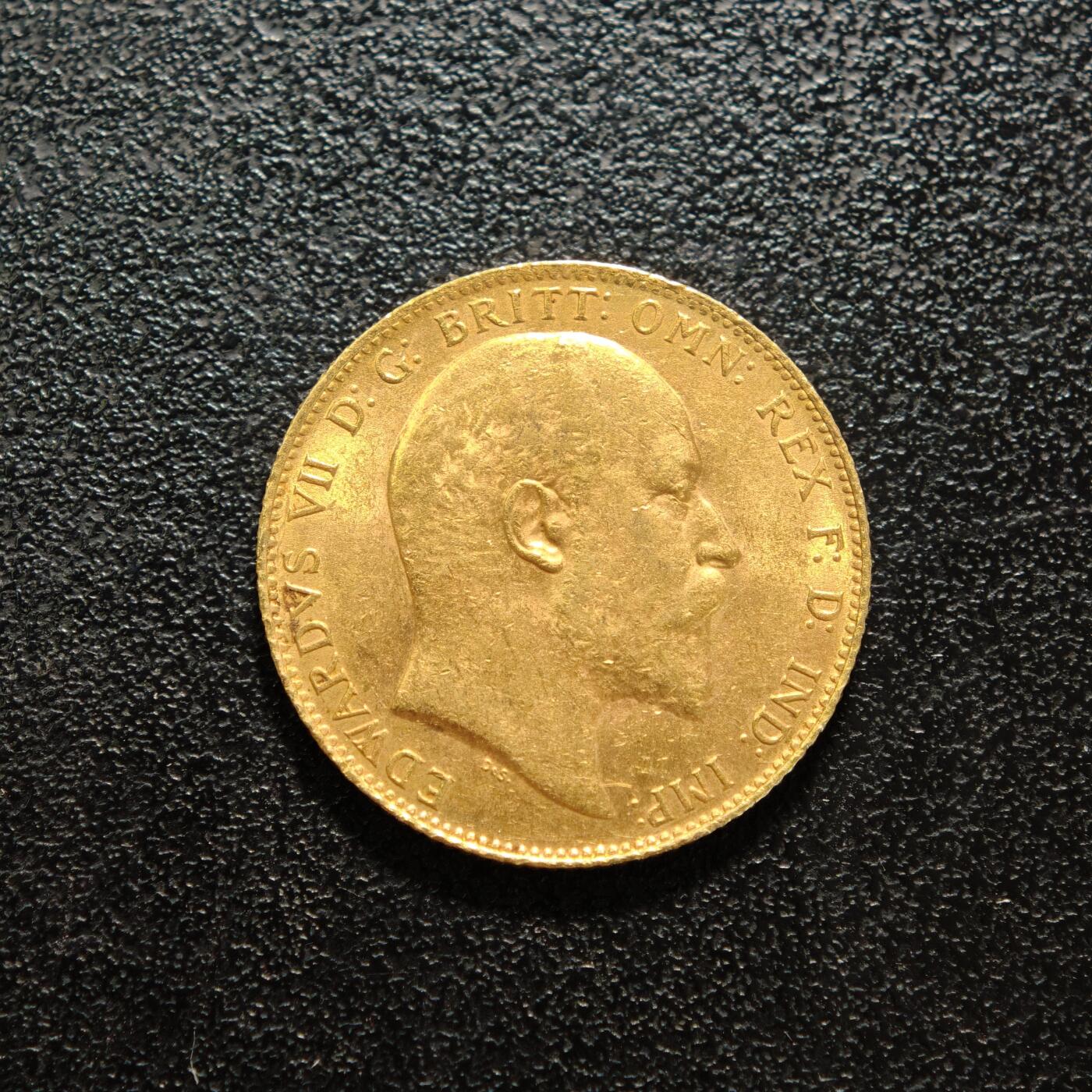 【德藏】世界币章拍卖第156期（拍品征集中~欢迎藏友联系） 1909年 英国索维林金币 917金 原光十足 直径约：21.9mm；重约：8g