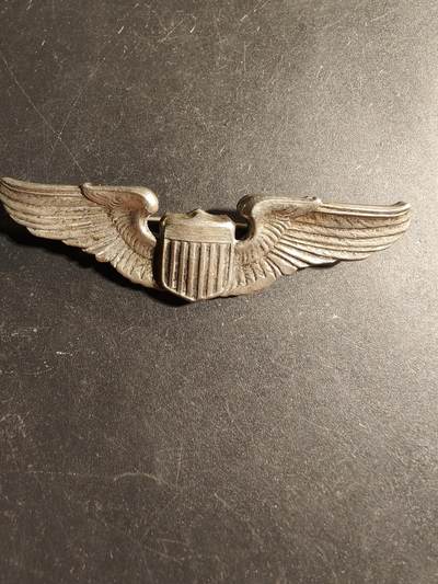 老王徽章第168期 - 美国陆军航空兵技能章    二战时期横针版    3英寸    带厂标     缺个扣环