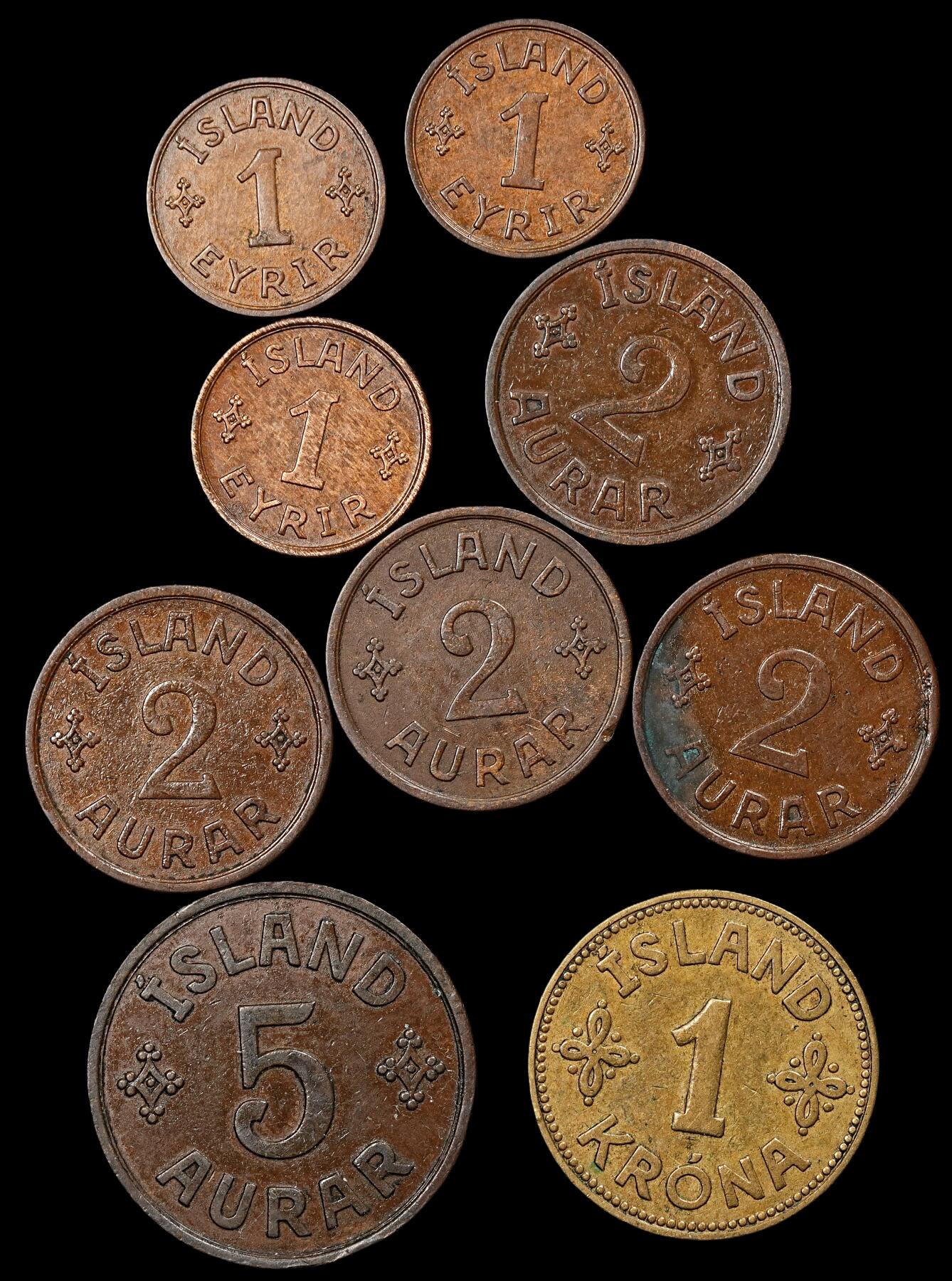 修遠堂世界钱币第九十六期 冰岛老铜币一组