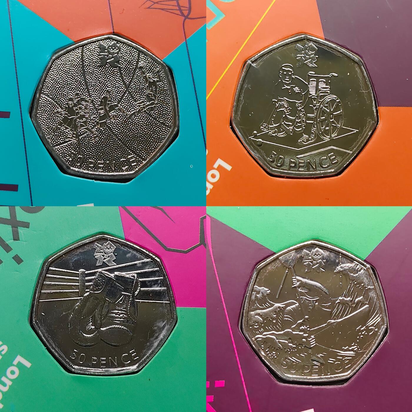 【全场包邮】纯粹捡漏拍483场（免费代拍第20场） 英国2012年50便士伦敦奥运会纪念币官方29枚卡装全套