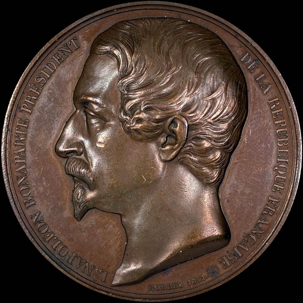 【雨安】【直播拍卖】【世界币章118期-裸币】2025-12-05 周五 19:30 保真 [章] France 章 法国 1851年 拿破仑三世 铜章 52mm