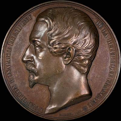 【雨安】【直播拍卖】【世界币章118期-裸币】2025-12-05 周五 19:30 保真 - [章] France 章 法国 1851年 拿破仑三世 铜章 52mm