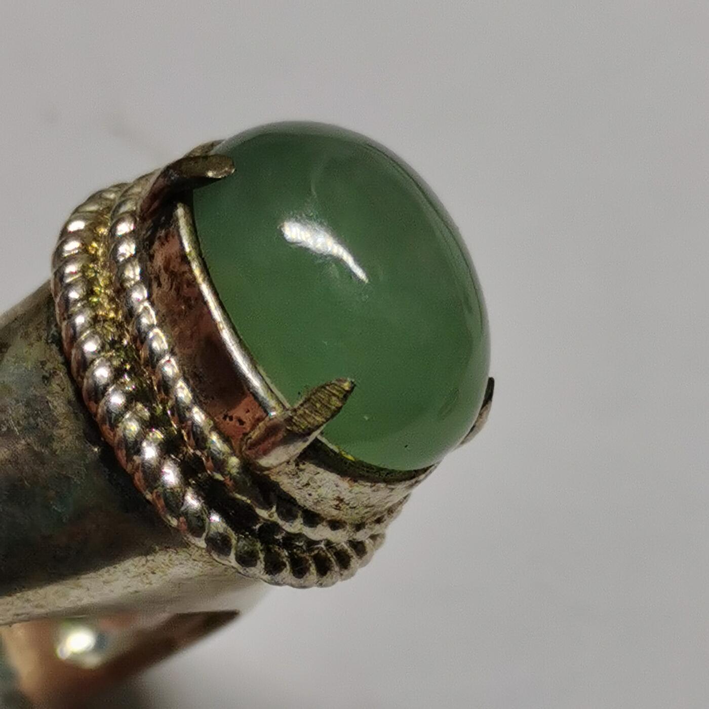 杂件专场86期 银镶翡翠戒指