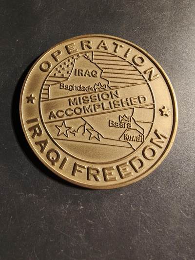 老王徽章第168期 - 美国伊拉克战争“伊拉克自由行动”纪念章     直径75mm.    重量172.5g