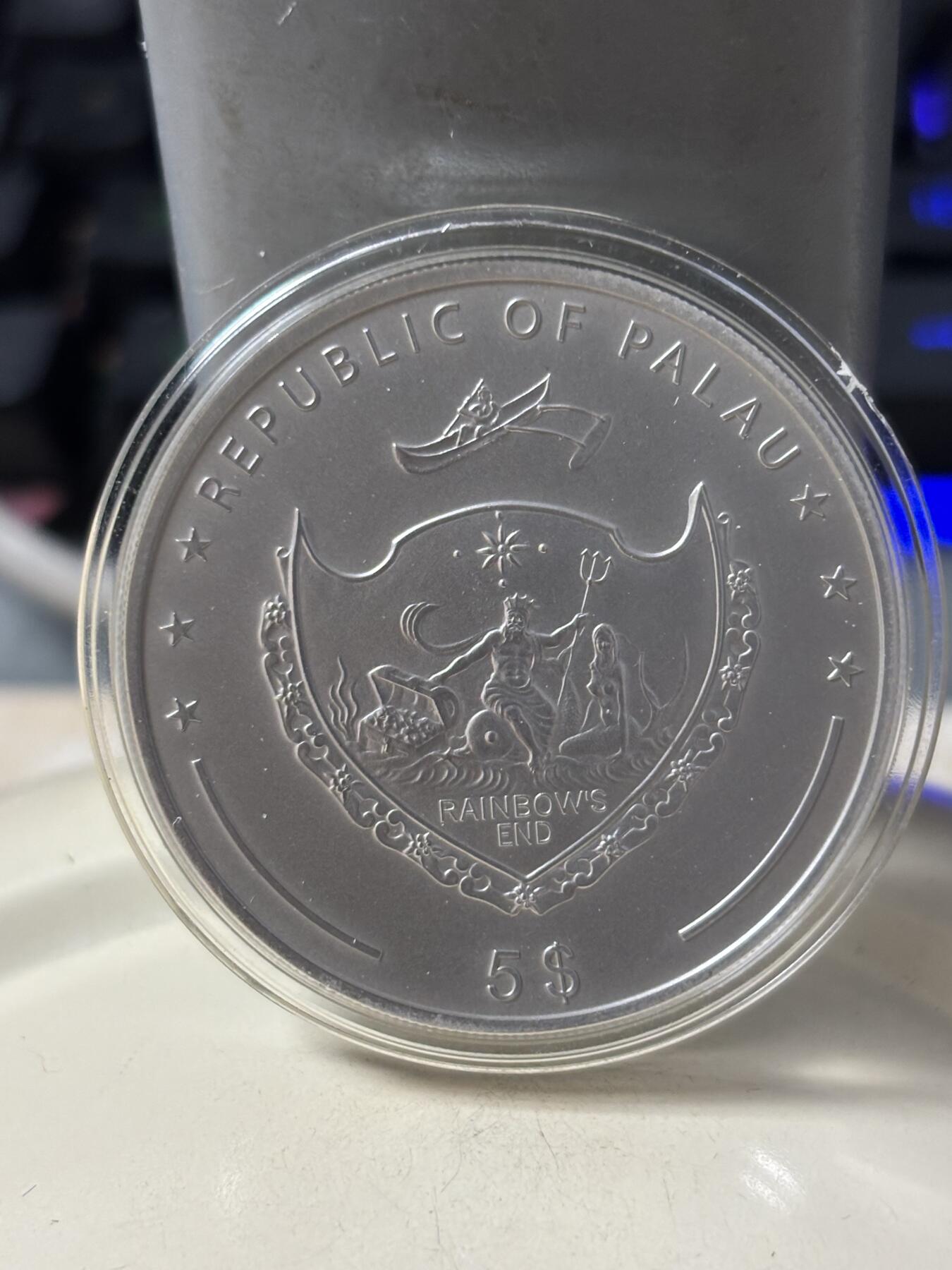 第184期拍卖 获奖帕劳2010年海浪的味道冲浪彩色纪念银币，925银，25克，发行量2500枚