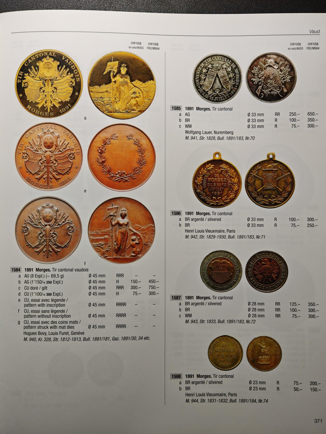 【德藏】世界币章拍卖第156期（拍品征集中~欢迎藏友联系） 97新 瑞士射击节币章目录德文版 超大开本 厚重精装硬壳 评级公司同款参考目录 全书约564页