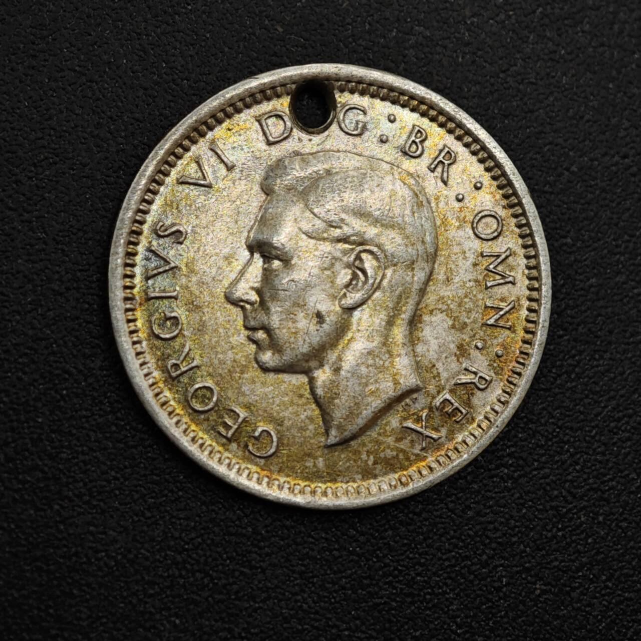 【淘币小摊】实时拍第八百一十八拍   散币小银币场   满百包邮可预留二周 每周一统一发货   英国1941年乔治六世3便士银币