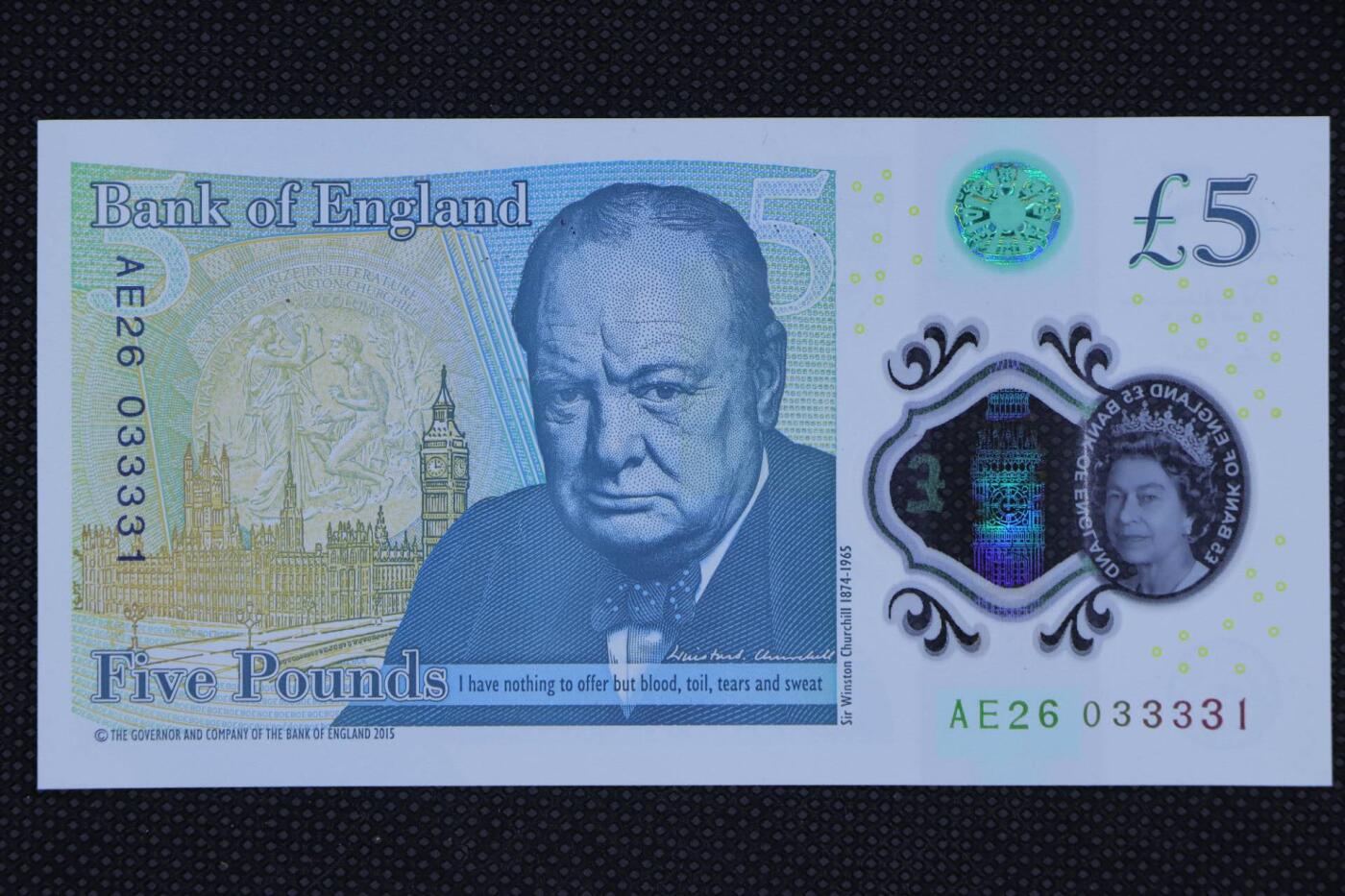 【淘币小摊】限时拍第八百二十一拍  纸币场  满百包邮可预留两周  周一统一发货   英国丘吉尔5镑塑料钞