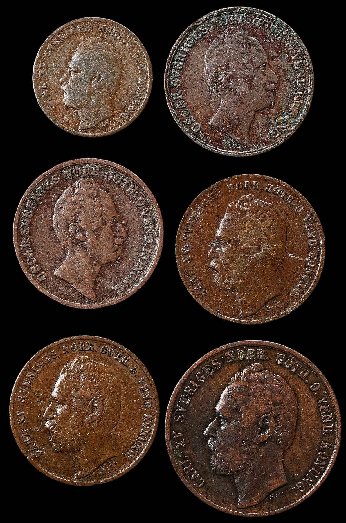 修遠堂世界钱币第九十六期 瑞典旧铜币一组