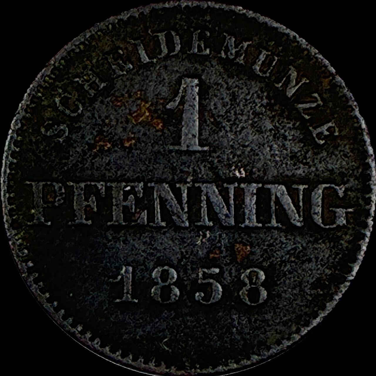 【雨安】【直播拍卖】【世界币章118期-裸币】2025-12-05 周五 19:30 保真 [裸币德国] Germany 德国 德意志 巴伐利亚 1芬尼 1858年