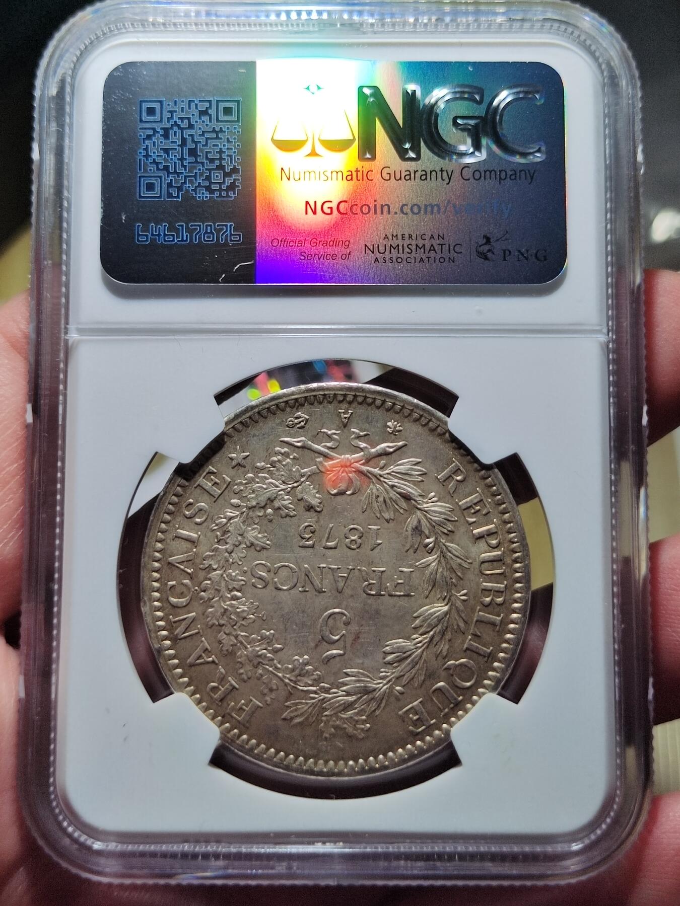 中外钱币第六场 NGC-MS62法国大力神1873年5法郎