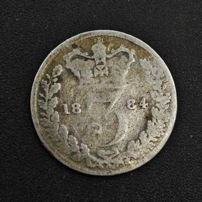 【淘币小摊】实时拍第八百一十八拍   散币小银币场   满百包邮可预留二周 每周一统一发货   - 英国1884年维多利亚3便士银币