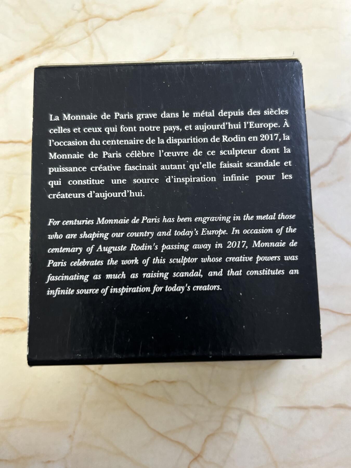 第184期拍卖 法国2017年雕塑家罗丹逝世2欧元精制双金属纪念币，发行10000枚