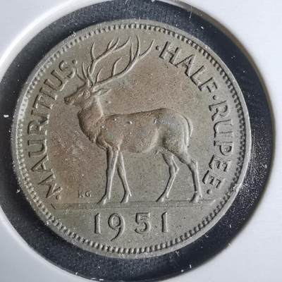 沼泽如烟--第921场 - 毛里求斯1951年半卢比