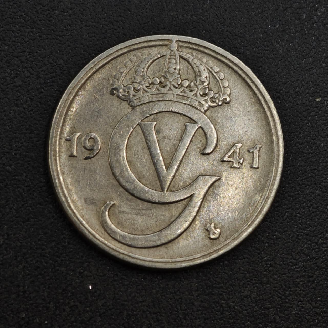 【淘币小摊】实时拍第八百一十八拍   散币小银币场   满百包邮可预留二周 每周一统一发货   瑞典1941年25欧尔镍币