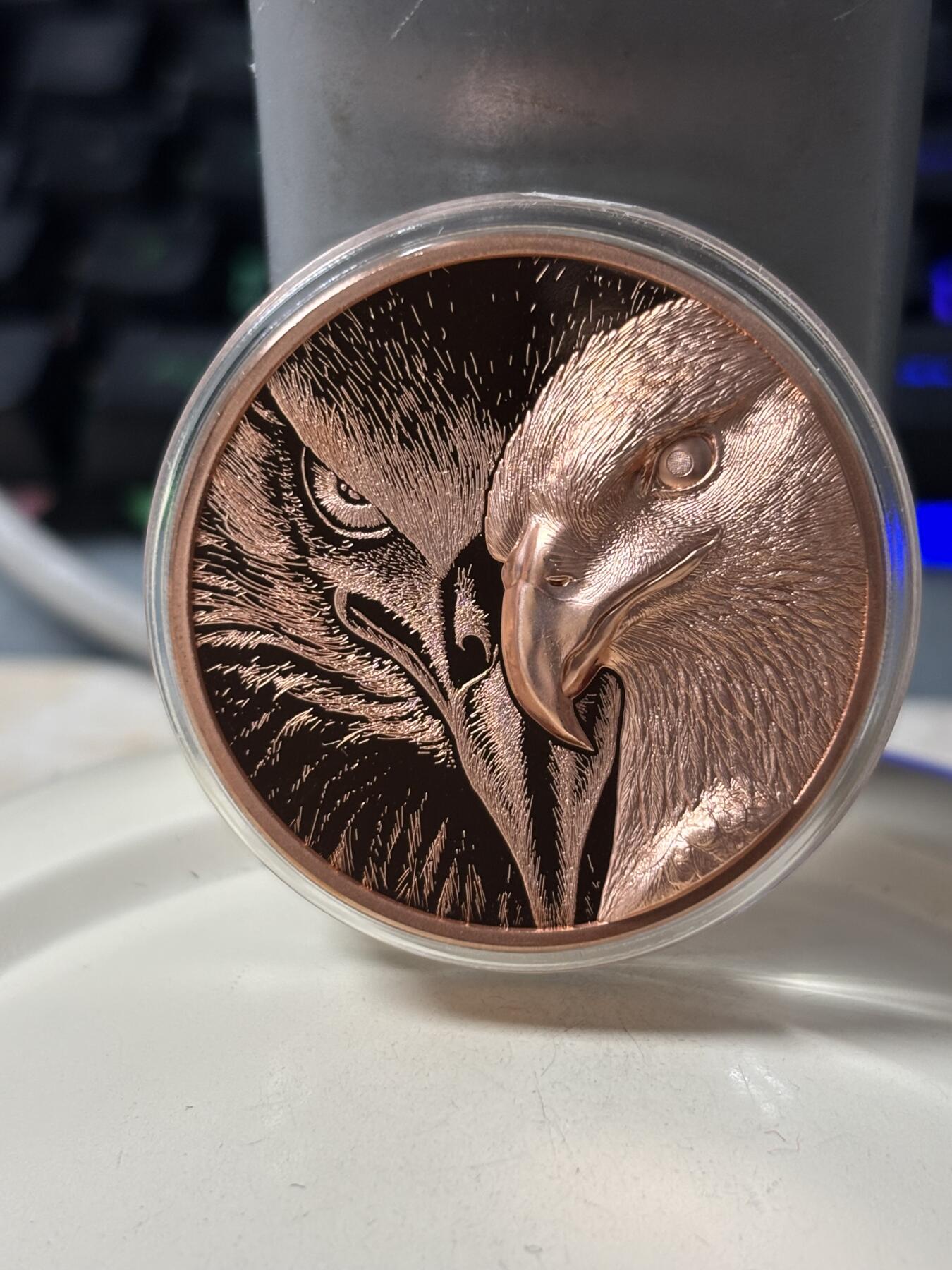 第184期拍卖 蒙古2020年系列1雄鹰双面高浮雕50克精制纪念铜币