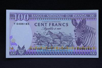 【淘币小摊】限时拍第八百二十一拍  纸币场  满百包邮可预留两周  周一统一发货  -  卢旺达100法郎纸币