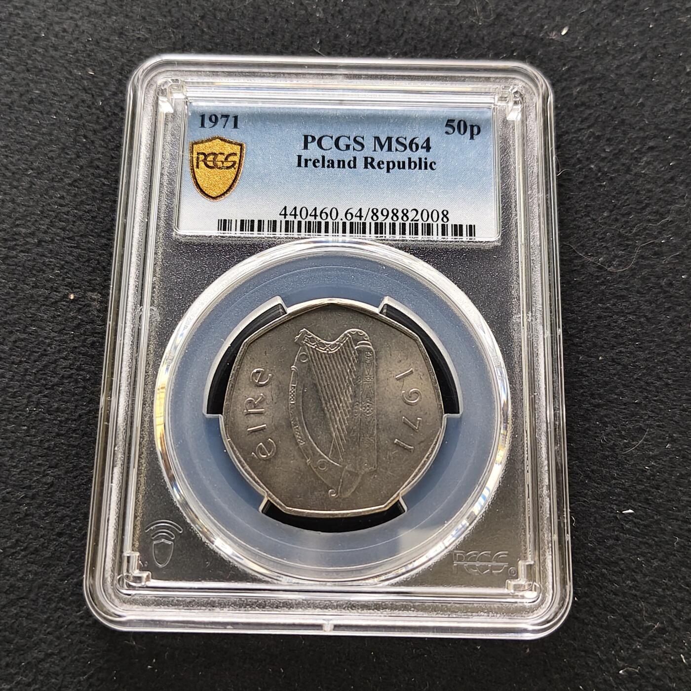 【全场包邮】纯粹捡漏拍483场（免费代拍第20场） 爱尔兰1971年国鸟蛎鹬50便士-PCGS MS64