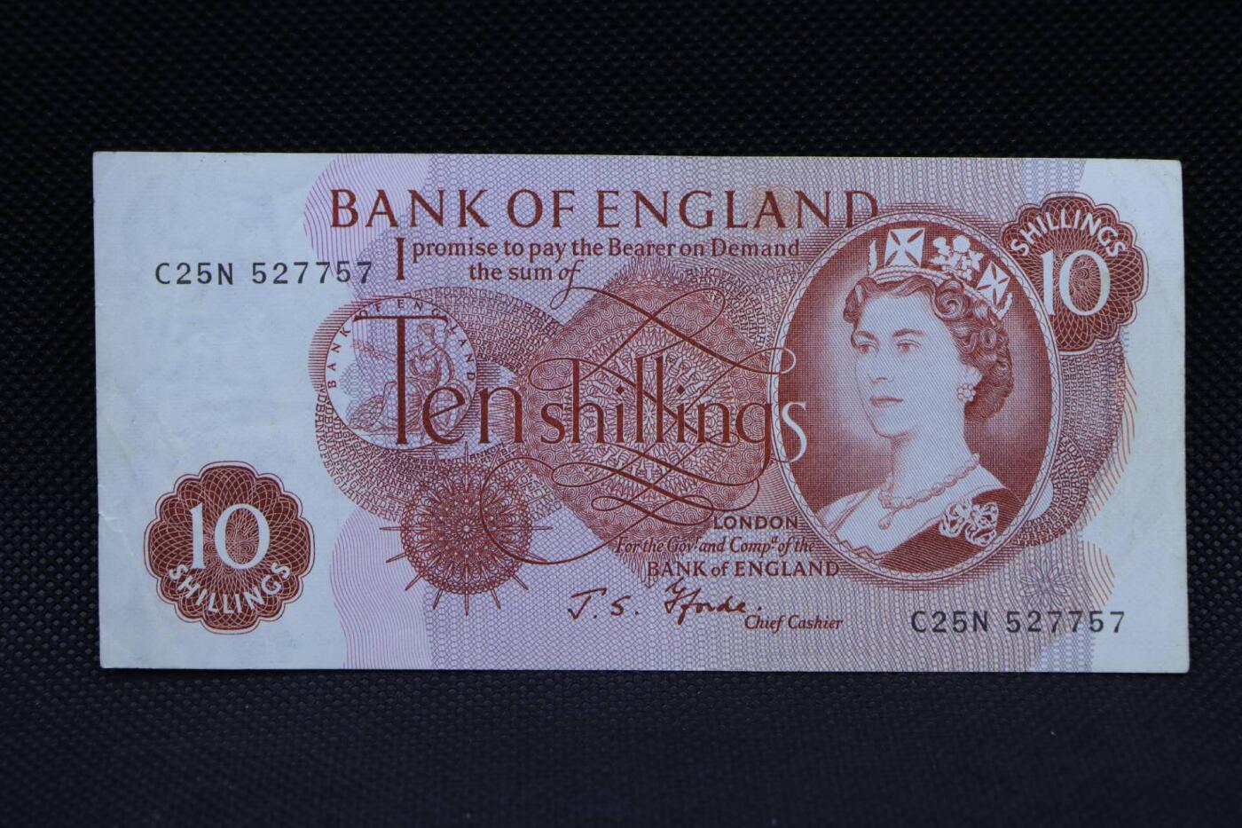 【淘币小摊】限时拍第八百二十一拍  纸币场  满百包邮可预留两周  周一统一发货   英格兰银行10先令纸币【有折】