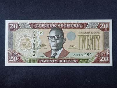 【游宝拍卖】乙巳蛇年92期 第四季首拍场  - 利比里亚-20元【2011年 全新UNC】