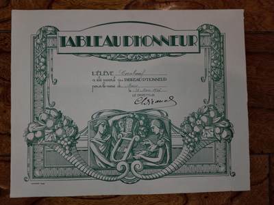 凯旋世界勋赏（第20期）（欢迎送拍）（对拍品有疑问请询问客服，不接受到手刀，出价默认拍品品相。请认真阅读拍卖规则！出价默认已认可！）（收到货请录制开箱视频，无视频概不处理问题。） - 法国公立学校的月度荣誉榜证明