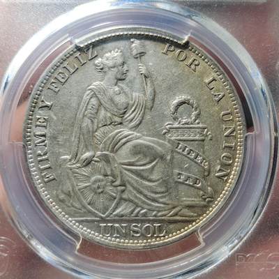 中外钱币第六场 - NGC-AU55分秘鲁1915年FG版高银1索尔