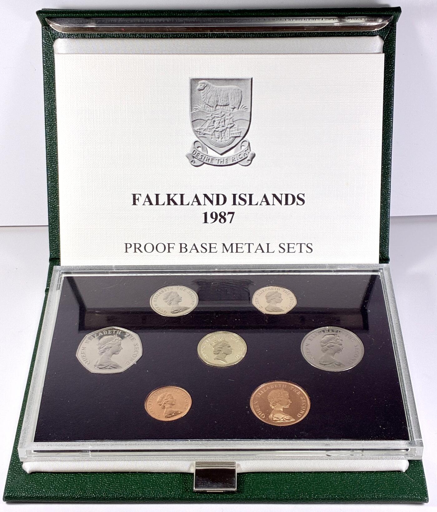 【雨安】【直播拍卖】【世界币章118期-裸币】2025-12-05 周五 19:30 保真 [现代套币] Falkland 福克兰群岛 套币 精制套币 1987年