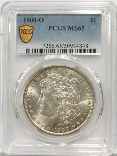 博洋堂世界钱币拍卖第150期（全场包邮） - PCGS MS65 美国1900年O版摩根大银币，背面卡槽有一处小裂